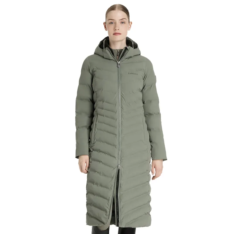 LeMieux Hayley Womens Water Resistant Longline Puffer Jacket - Rosemary-1