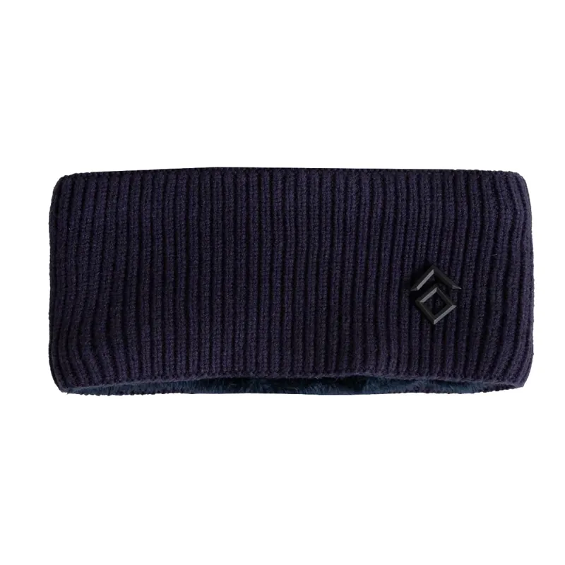 Aztec Diamond Knitted Headband - Navy-3