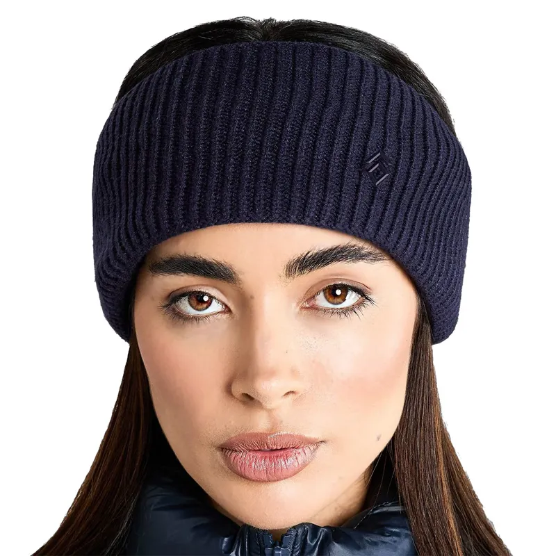 Aztec Diamond Knitted Headband - Navy-2