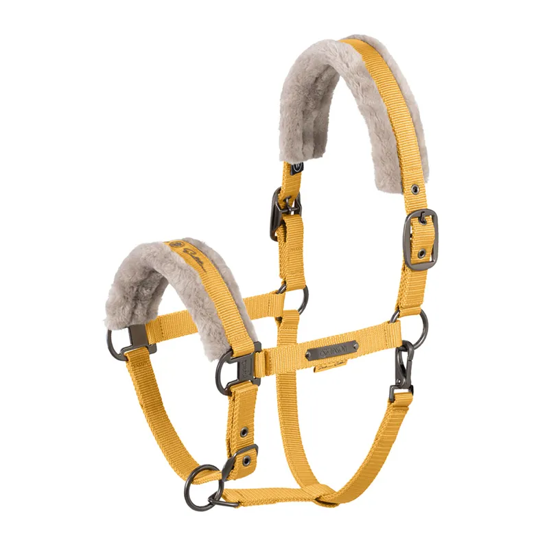 Eskadron Platinum Double Pin Faux Fur Headcollar - Golden Yellow