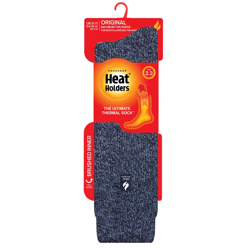 SockShop Heat Holders Finch Mens Crew Length Thermal Socks - Denim-1