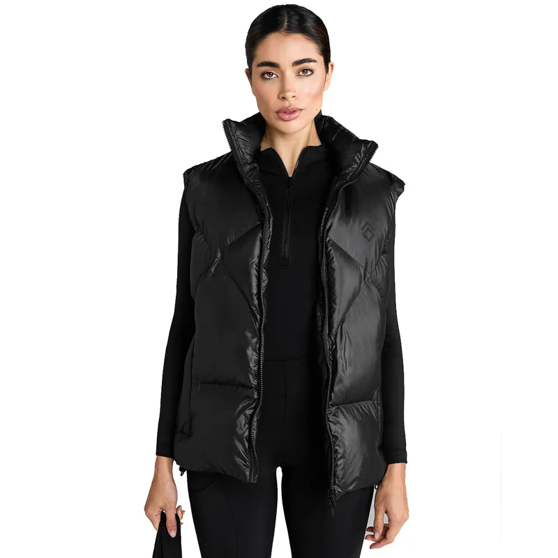 Aztec Diamond Heavy Quilted Womens Gilet - Black-5