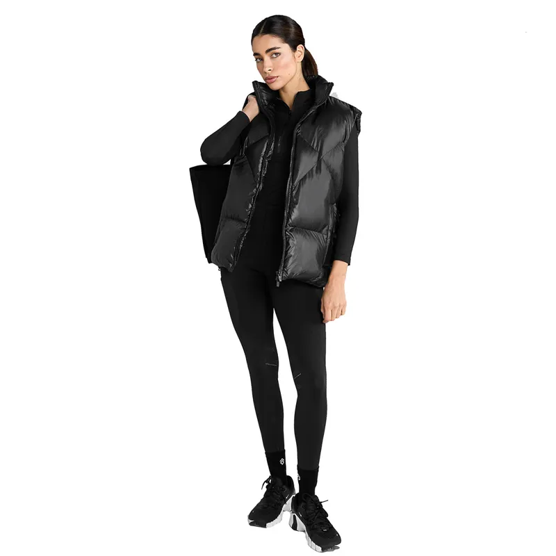 Aztec Diamond Heavy Quilted Womens Gilet - Black-2