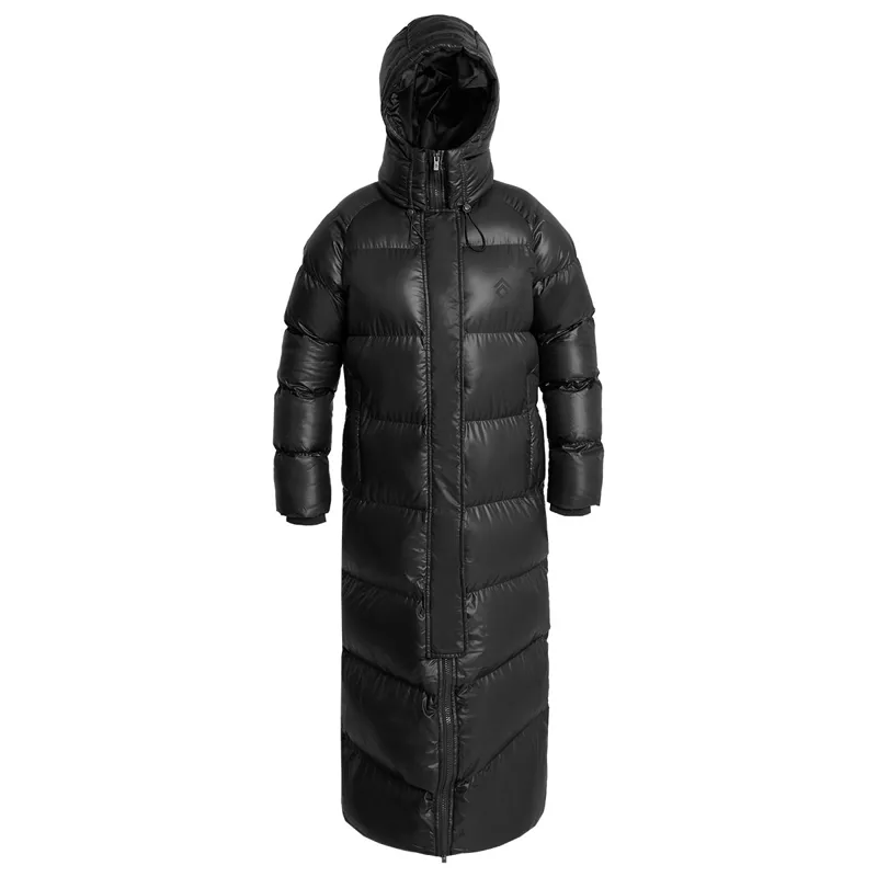 Aztec Diamond Womens Heavy Quilted Long Puffer Coat - Black-9
