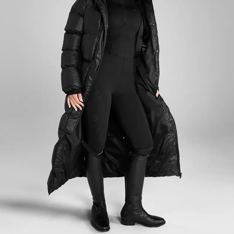 Aztec Diamond Womens Heavy Quilted Long Puffer Coat - Black-2