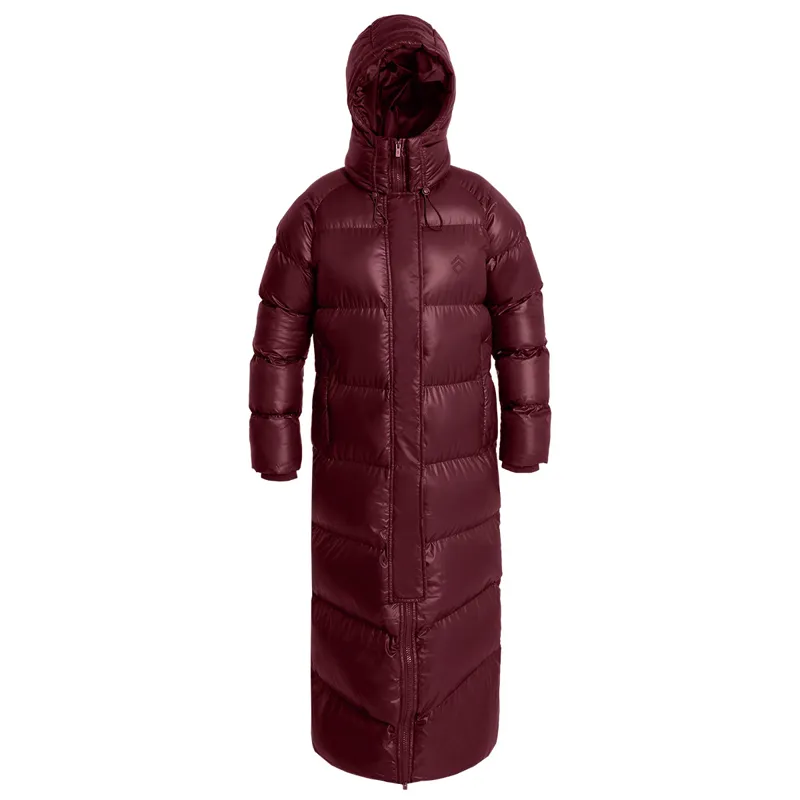 Aztec Diamond Womens Heavy Quilted Long Puffer Coat - Cherry-9
