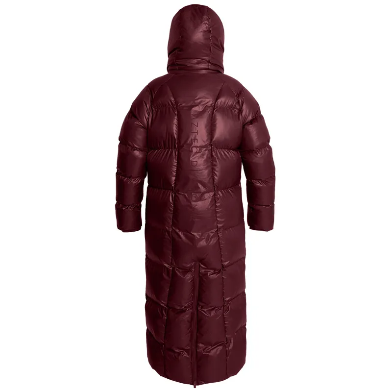Aztec Diamond Womens Heavy Quilted Long Puffer Coat - Cherry-8