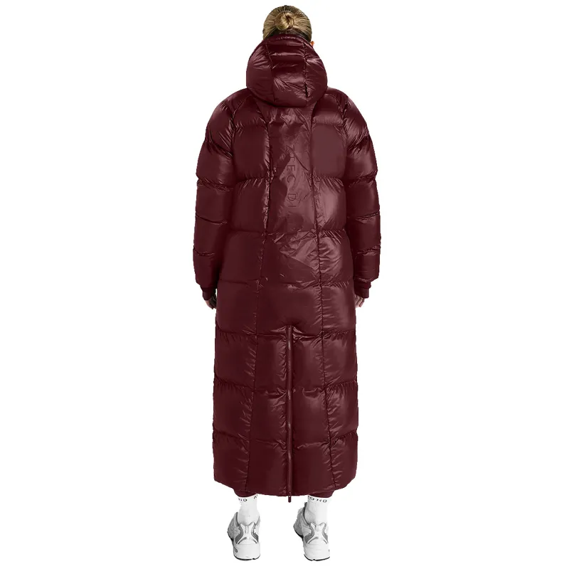 Aztec Diamond Womens Heavy Quilted Long Puffer Coat - Cherry-7
