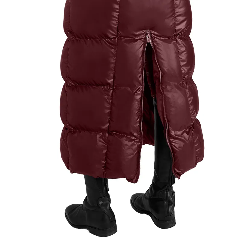 Aztec Diamond Womens Heavy Quilted Long Puffer Coat - Cherry-5