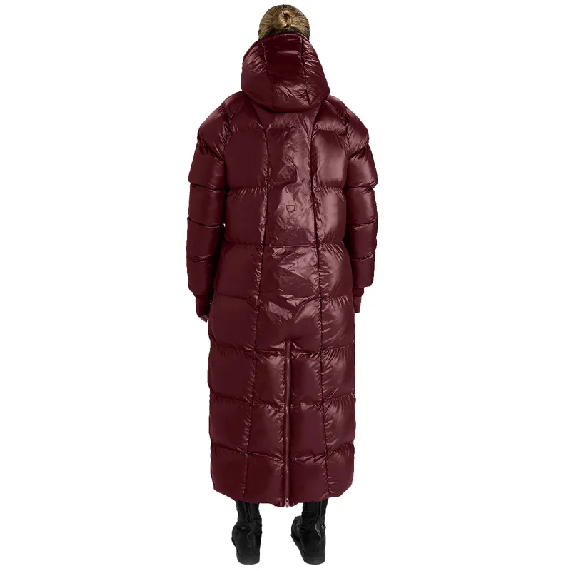 Aztec Diamond Womens Heavy Quilted Long Puffer Coat - Cherry-4