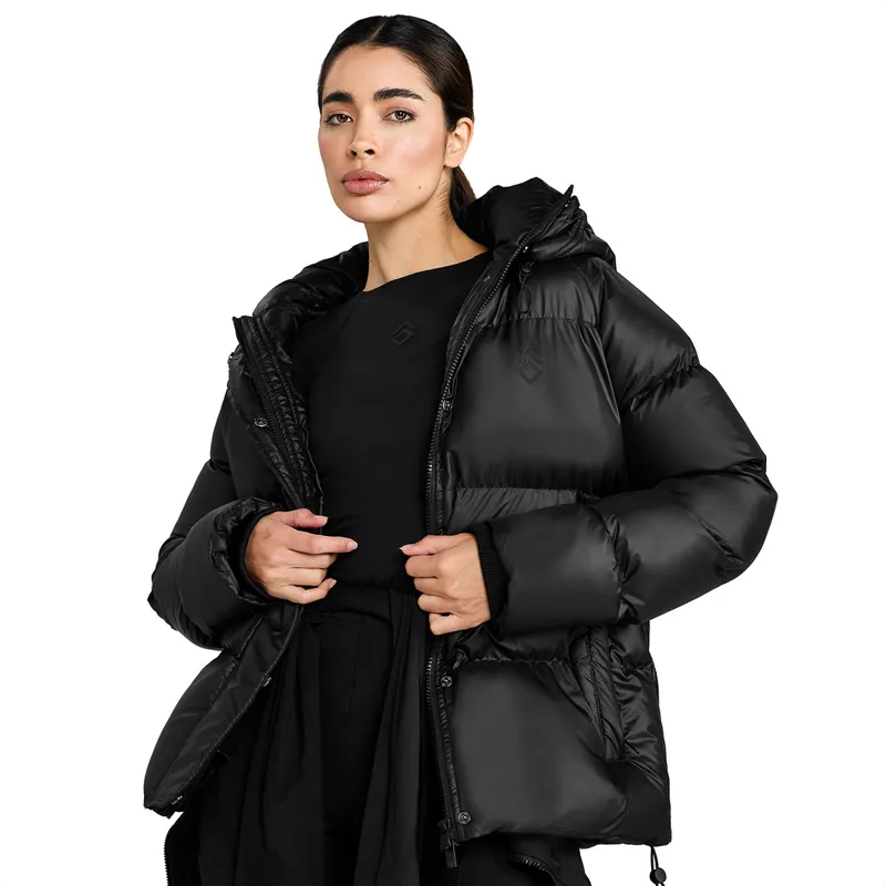 Aztec Diamond Womens Heavy Quilted Puffer Coat - Black-6