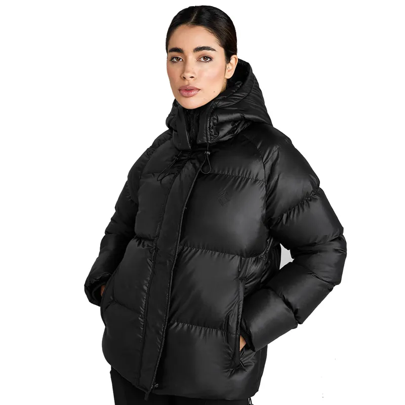 Aztec Diamond Womens Heavy Quilted Puffer Coat - Black-4