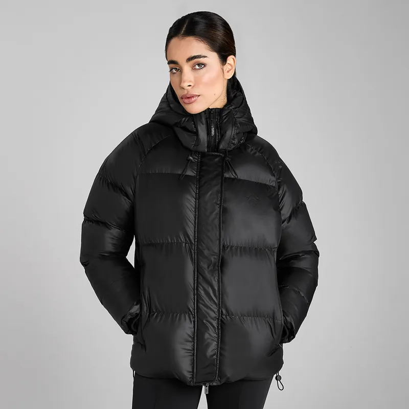 Aztec Diamond Womens Heavy Quilted Puffer Coat - Black-3