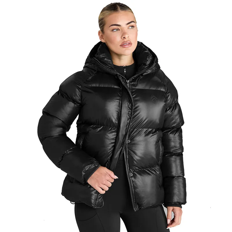 Aztec Diamond Womens Heavy Quilted Puffer Coat - Black-1