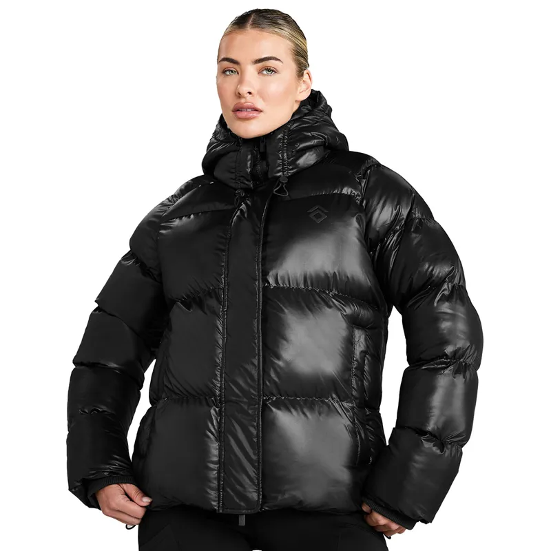 Aztec Diamond Womens Heavy Quilted Puffer Coat - Black-13