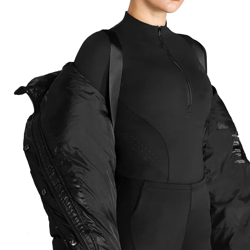 Aztec Diamond Womens Heavy Quilted Puffer Coat - Black-11