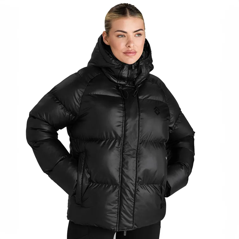 Aztec Diamond Womens Heavy Quilted Puffer Coat - Black-9
