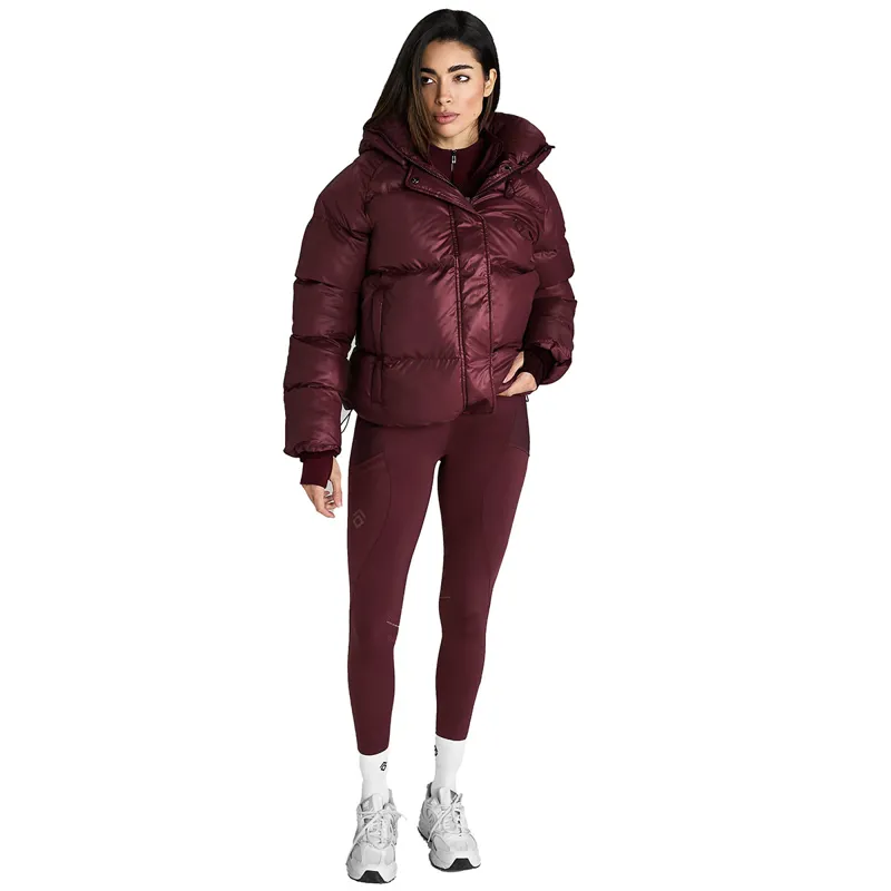 Aztec Diamond Womens Heavy Quilted Puffer Coat - Cherry-9