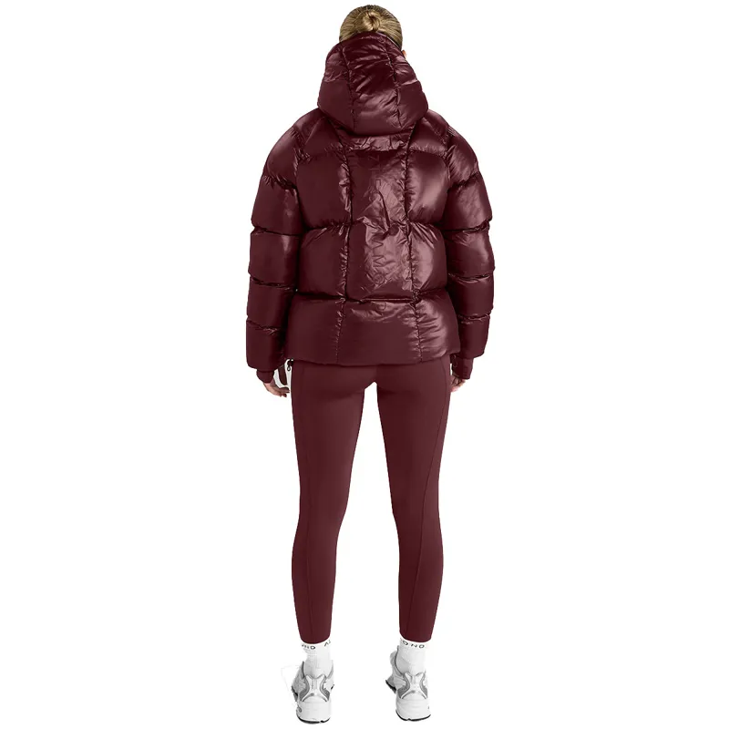 Aztec Diamond Womens Heavy Quilted Puffer Coat - Cherry-8