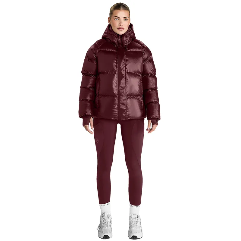 Aztec Diamond Womens Heavy Quilted Puffer Coat - Cherry-7