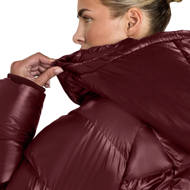 Aztec Diamond Womens Heavy Quilted Puffer Coat - Cherry-6