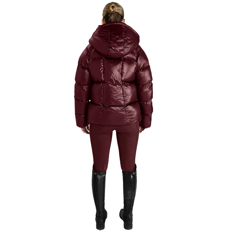 Aztec Diamond Womens Heavy Quilted Puffer Coat - Cherry-5