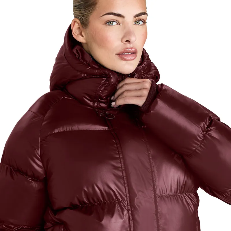 Aztec Diamond Womens Heavy Quilted Puffer Coat - Cherry-4