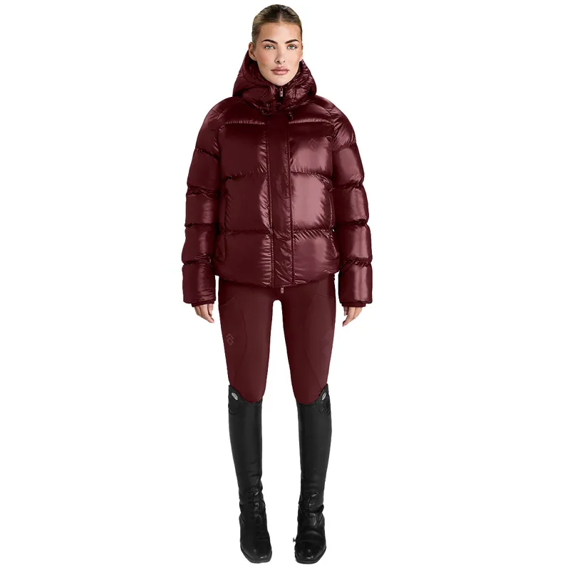 Aztec Diamond Womens Heavy Quilted Puffer Coat - Cherry-3