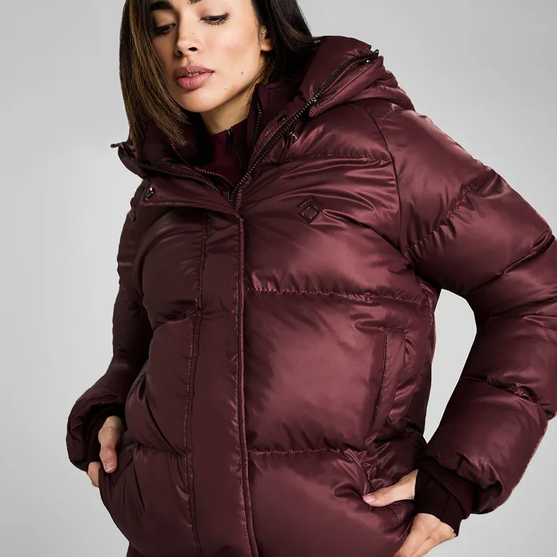 Aztec Diamond Womens Heavy Quilted Puffer Coat - Cherry-10