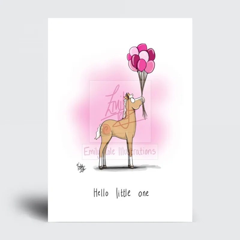 Emily Cole New Baby Card - Pink Hello Little One