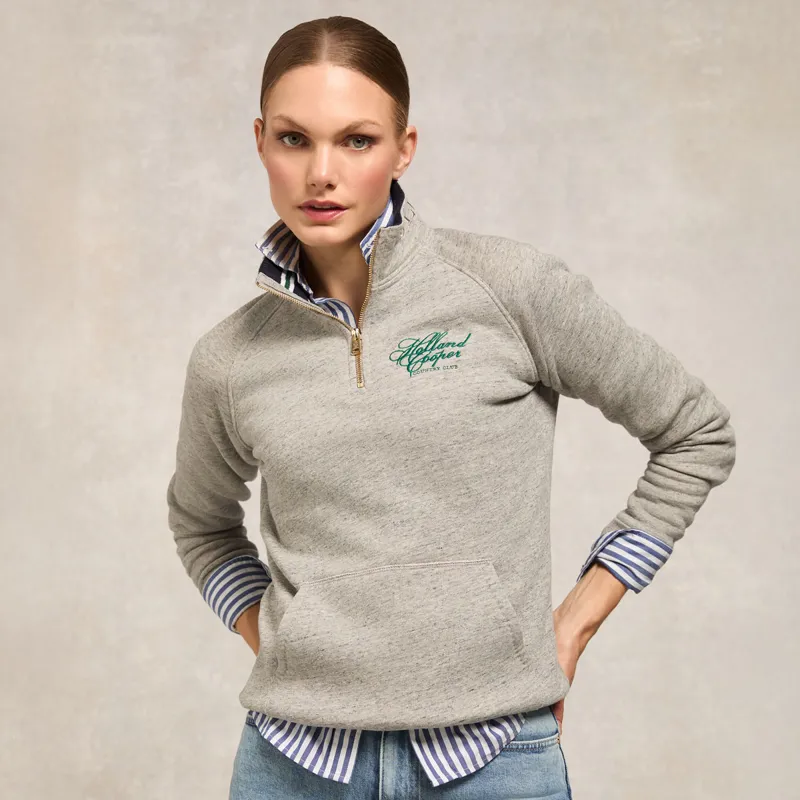 Holland Cooper Henley Country Club Ladies Quarter Zip - Grit Marl
