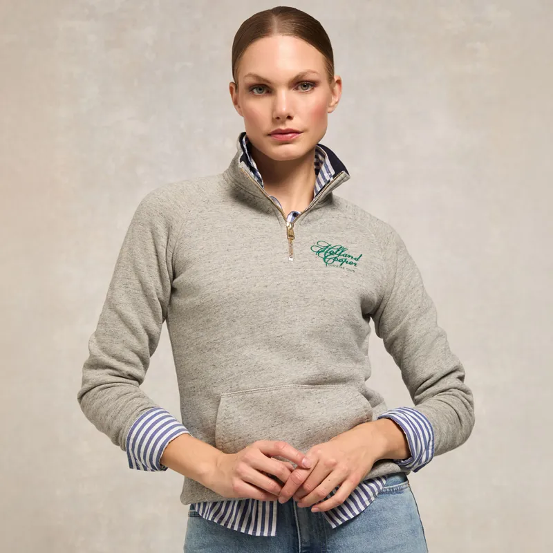 Holland Cooper Henley Country Club Ladies Quarter Zip - Grit Marl-2