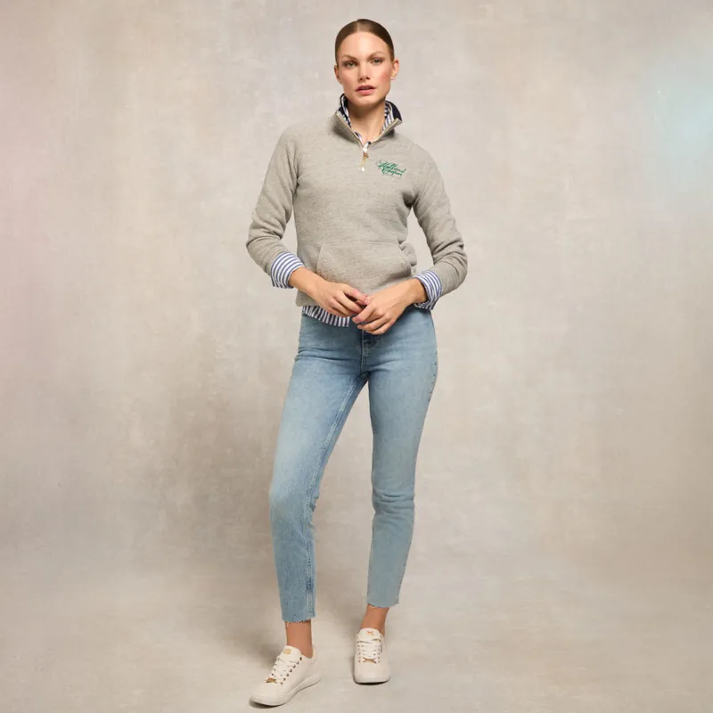 Holland Cooper Henley Country Club Ladies Quarter Zip - Grit Marl-4