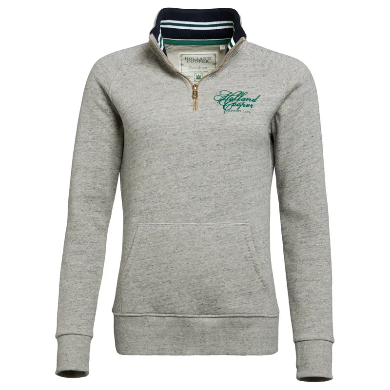 Holland Cooper Henley Country Club Ladies Quarter Zip - Grit Marl-1