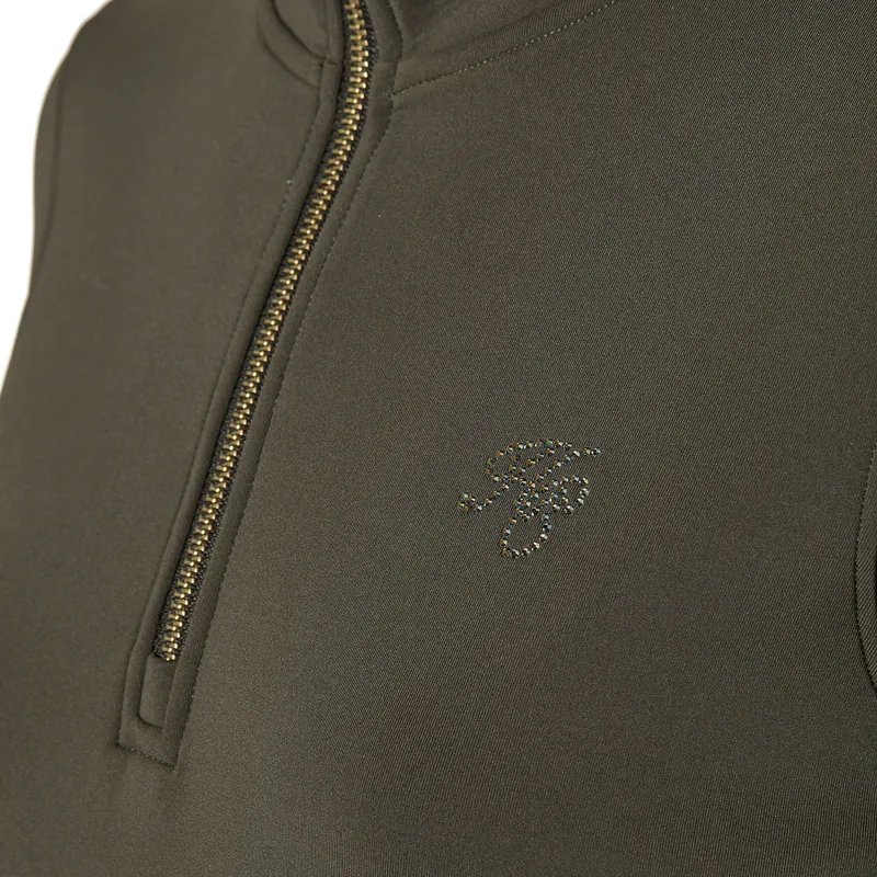 Holland Cooper Henley Training Womens Quarter Zip - Dark Olive-7
