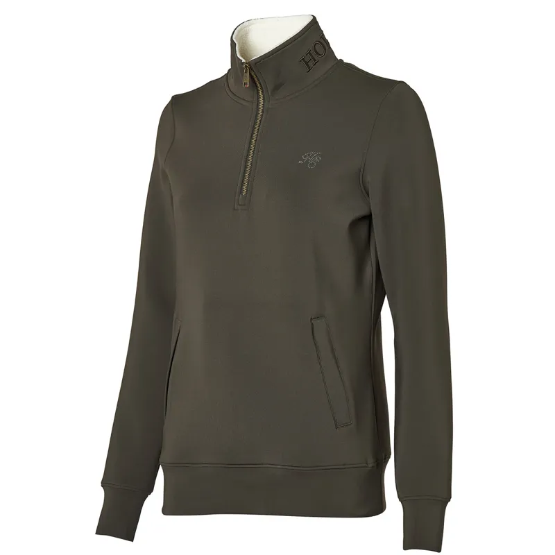 Holland Cooper Henley Training Womens Quarter Zip - Dark Olive-4