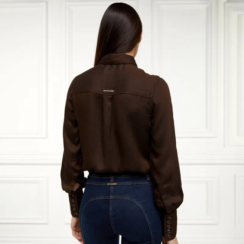 Holland Cooper Heritage Ladies Shirt - Tobacco Herringbone-4