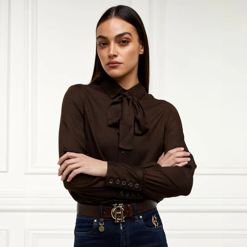 Holland Cooper Heritage Ladies Shirt - Tobacco Herringbone