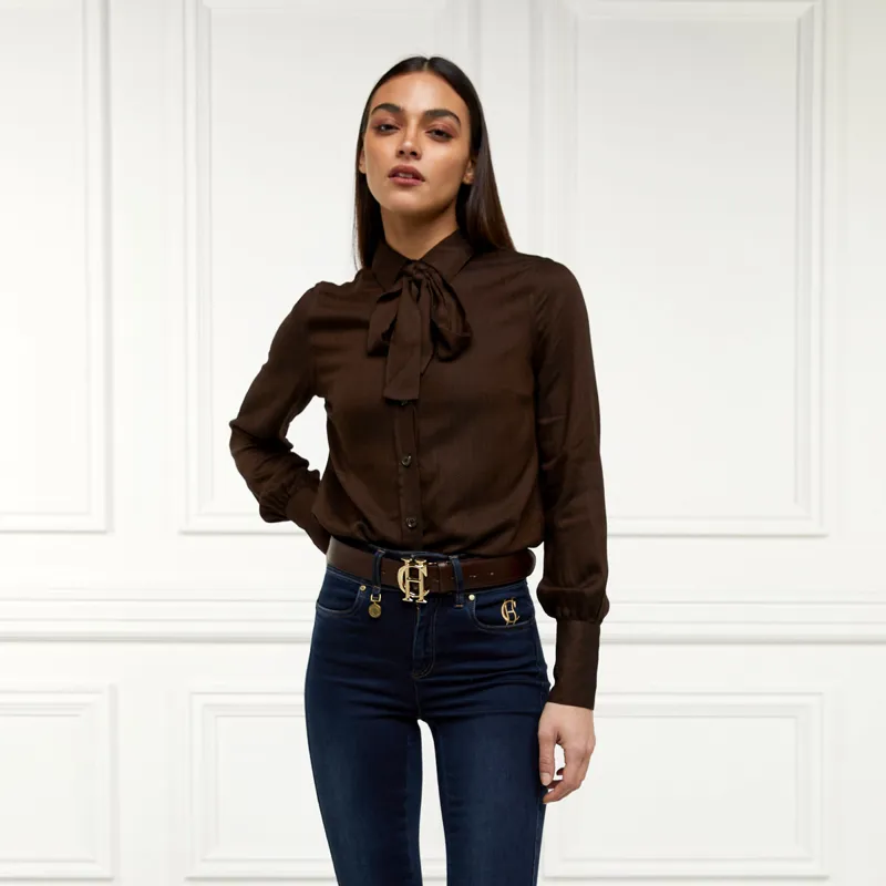 Holland Cooper Heritage Ladies Shirt - Tobacco Herringbone-2