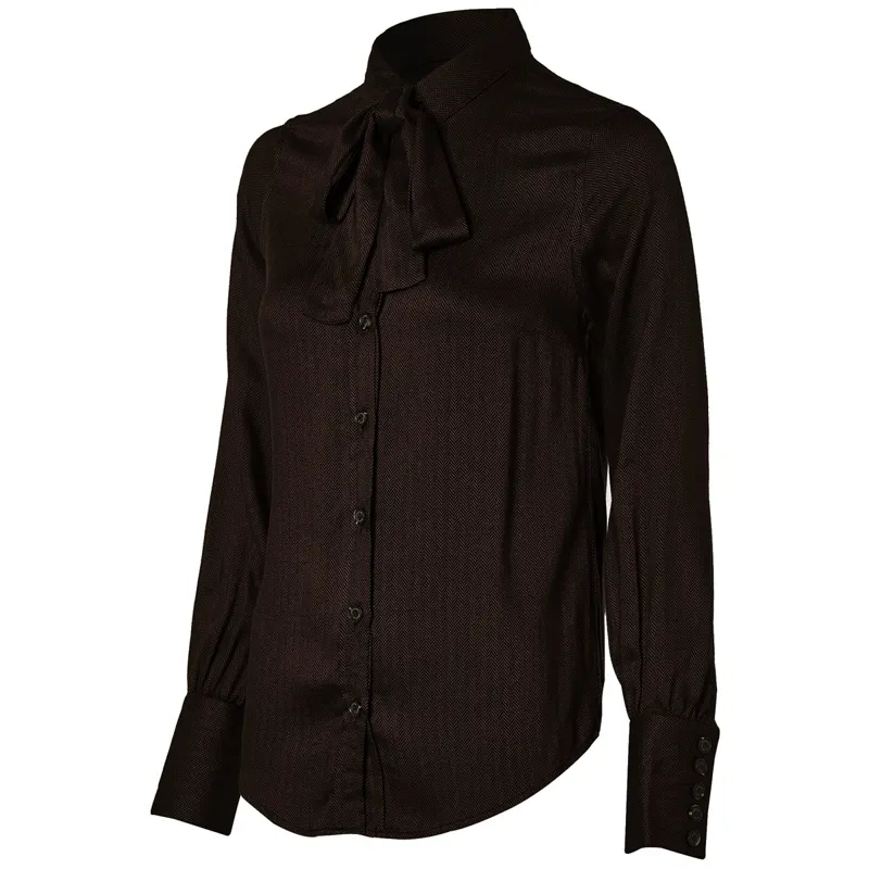 Holland Cooper Heritage Ladies Shirt - Tobacco Herringbone-7