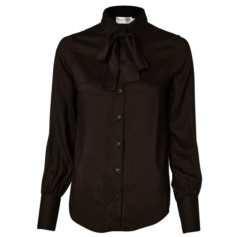Holland Cooper Heritage Ladies Shirt - Tobacco Herringbone-6