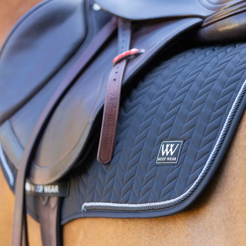 Woof Wear Herringbone Close Contact Saddlecloth - Navy-2