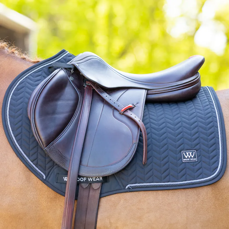 Woof Wear Herringbone Close Contact Saddlecloth - Navy-4