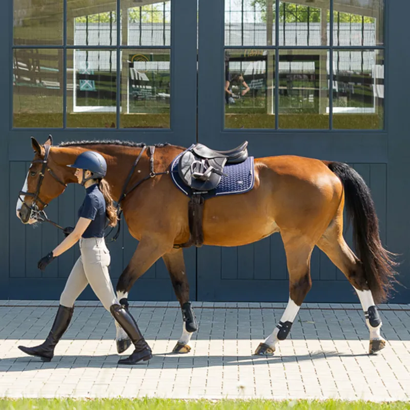 Woof Wear Herringbone Close Contact Saddlecloth - Navy-3