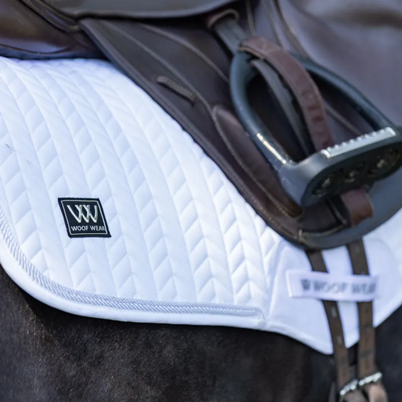 Woof Wear Herringbone Close Contact Saddlecloth - White-4