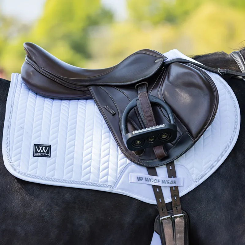 Woof Wear Herringbone Close Contact Saddlecloth - White-3