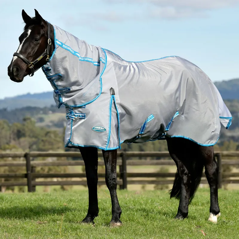 WeatherBeeta ComFiTec Hexi Shield Combo Neck Fly Rug - Silver/Teal