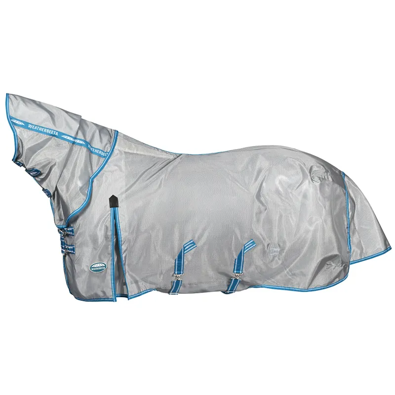 WeatherBeeta ComFiTec Hexi Shield Combo Neck Fly Rug - Silver/Teal-5