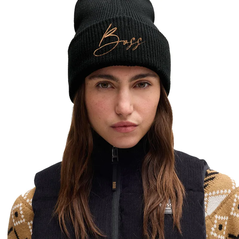 BOSS Equestrian High Cuff Beanie - Black -1