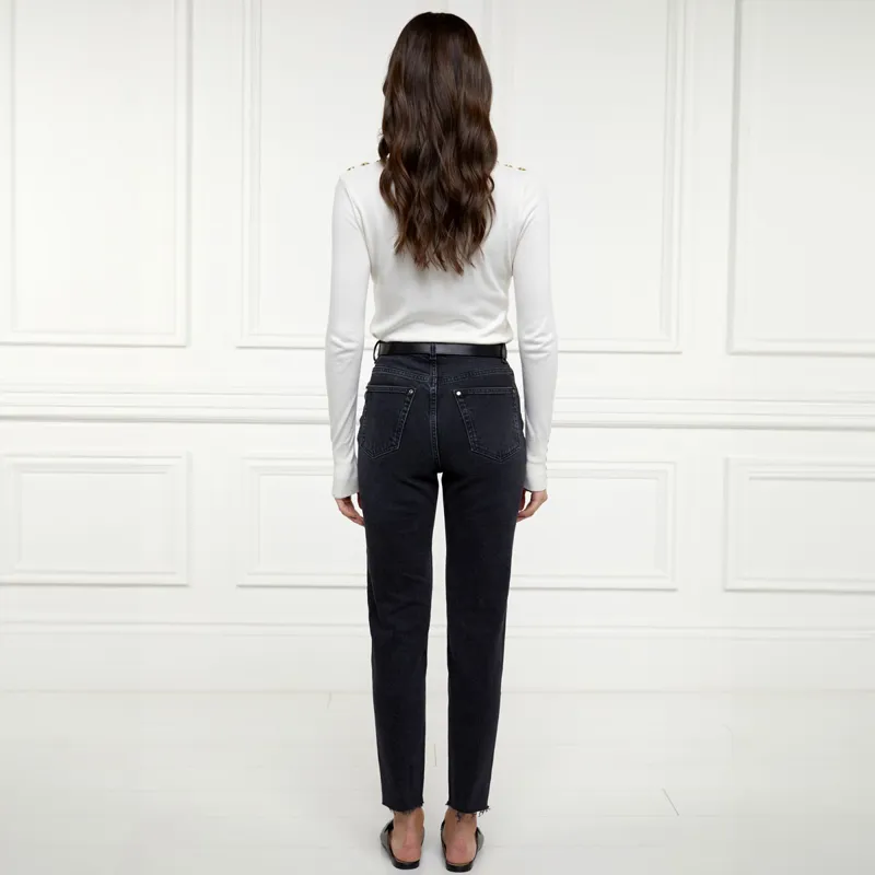 Holland Cooper High Rise Womens Slim Jeans - Washed Black-1